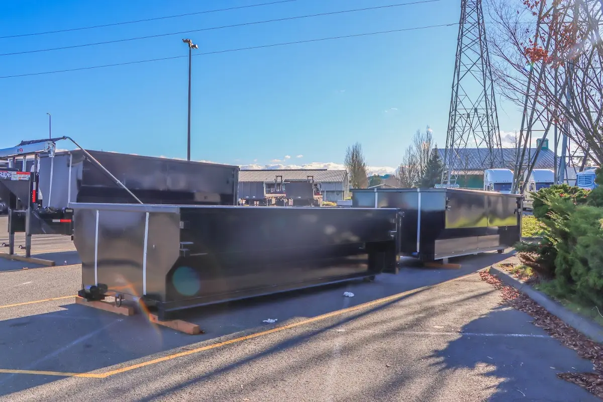 Roll-off dumpster ready for waste disposal at job site for 6 Yard Dumpster Rental in Boxborough